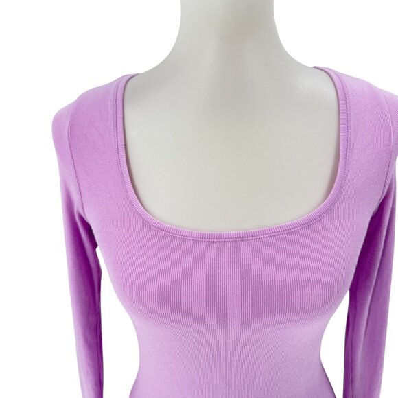 NWOT Victoria's Secret Long Sleeve Ribbed Modal Bodycon Maxi Dress Lilac S/P - Picture 4 of 9